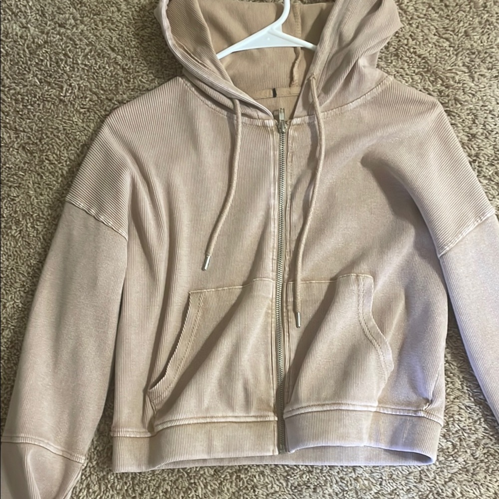 Women's Cropped Beige Hoodie Jacket